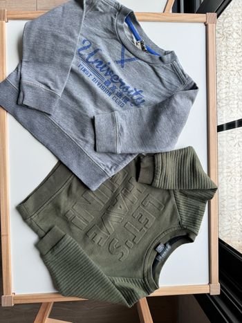 Lot 2 sweats 24 mois gris & kaki University