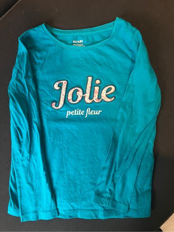 T shirt manches longues turquoise fille 4 ans kiabi