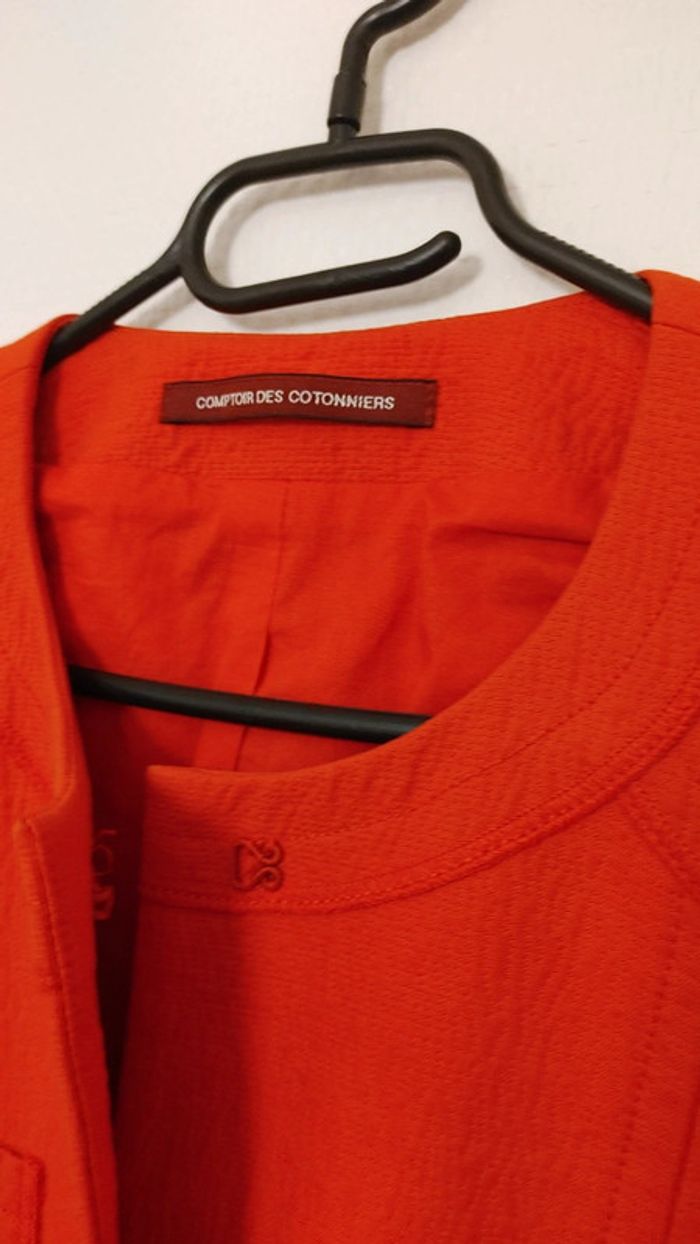 Veste blazer en tissu jacquard de la marque comptoir des cotonniers taille 36 orange - photo numéro 6