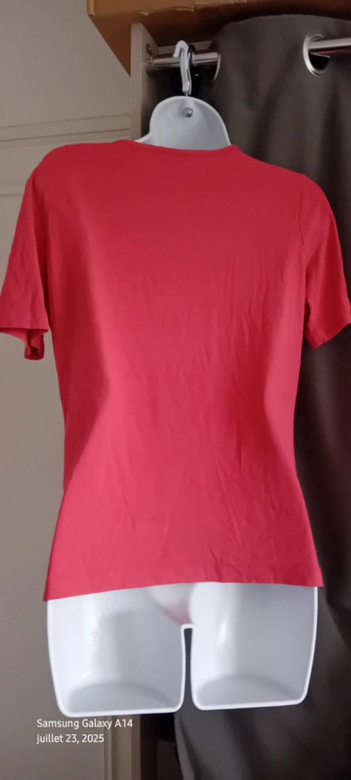 Haut manches courtes fluide col rond avec sequins dorés rose femme L Gabrielle K. - photo numéro 9