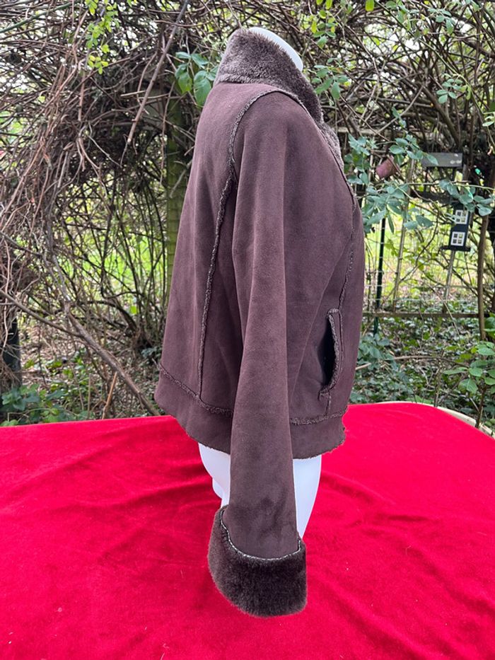 Veste imitation peau lainée marron – Marque Mim – Taille T3 - photo numéro 5