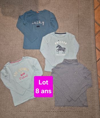 Lot de 4 t-shirts ML fille - 8 ans