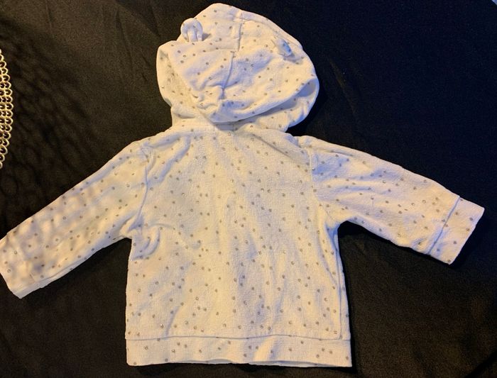 Sweat à capuche fille 9 mois pois argent - photo numéro 2