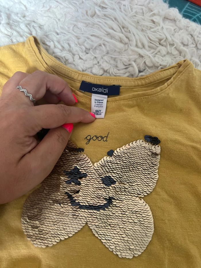 Ensemble jupe tee shirt 6 ans moutarde okaidi idéal rentrée - photo numéro 2