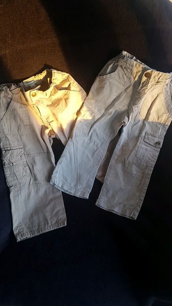 Lot de 2 treillis beige taille 2 ans L un coton et l autre lin