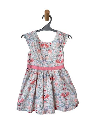 Robe fleurie à mancherons, noeud rose dans le dos - Sergent Major 3 ans