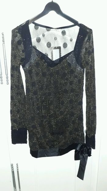 Tunique pailleté noir et doré pour les fêtes neuf taille L