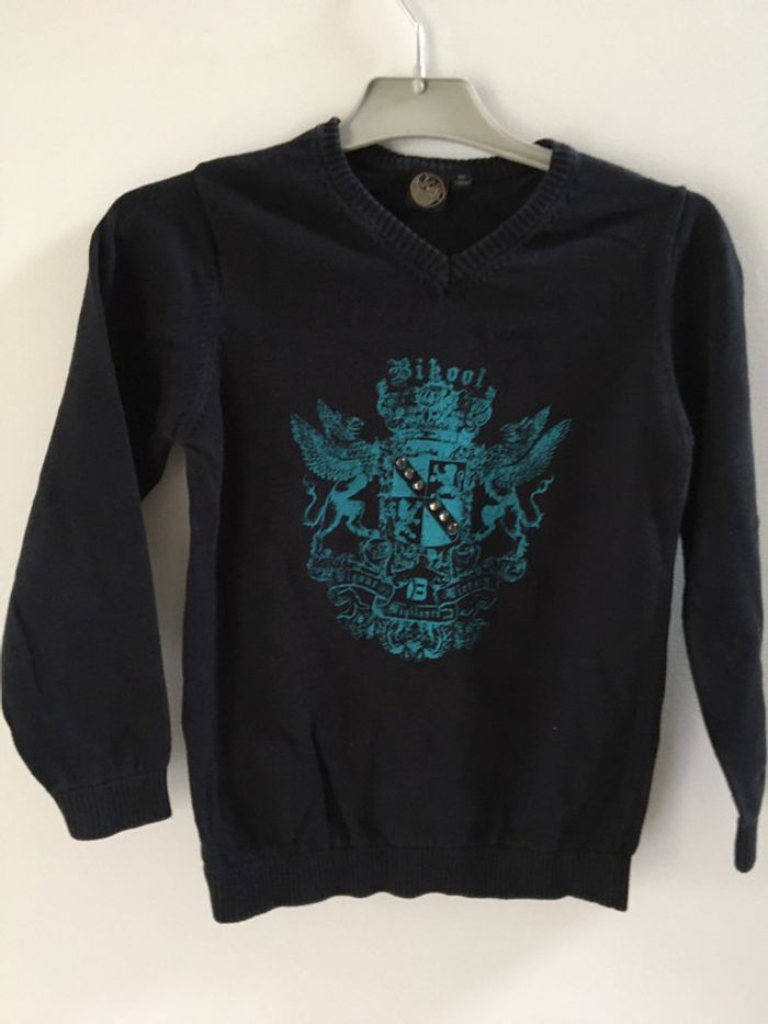 Pull la Halle, noir col V, taille 10 ans