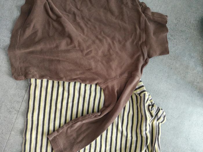 Lot de 2 tee shirt manches longues col roulé jaune et marron vertbaudet 3 ans - photo numéro 4