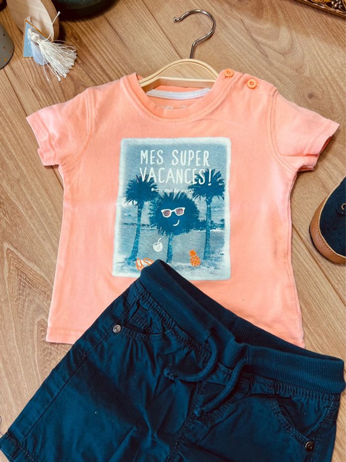 Taille 6 mois ensemble 2 pièces d’été garçon TAO Gemo orange et bleu marine * vacances * 💙 - photo numéro 4