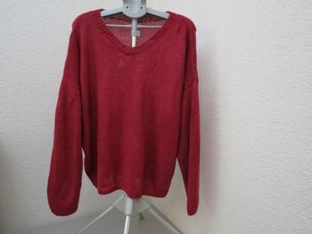 pull rose fuchsia maille loose col v oversize 💗
