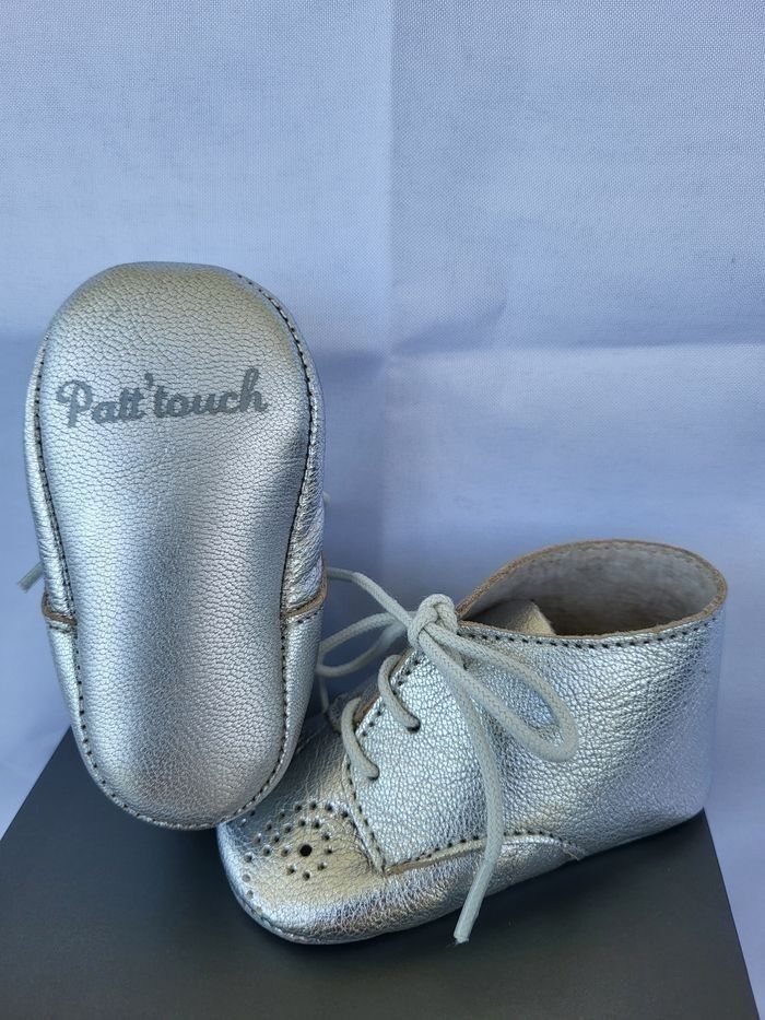 Chaussures bébés en cuir argenté Point 18 Made in France 🇨🇵 - photo numéro 2