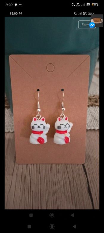 Boucles d'oreilles chat kawai