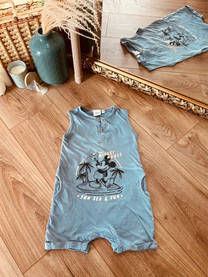Taille 2 ans salopette d’été barboteuse garçon Disney bleue et orange * Mickey * 💙