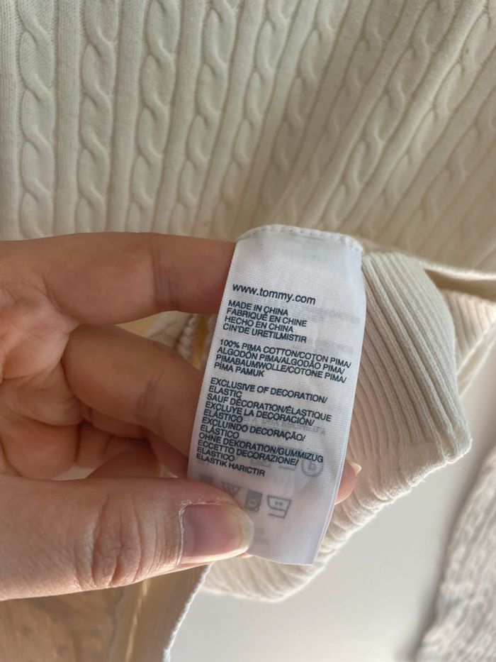 Pull torsadé blanc Tommy Hilfiger - Taille S - photo numéro 5