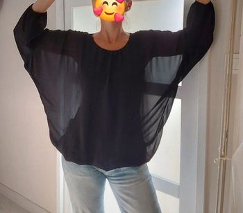 Blouse chic en voile noir dos lacets  T 36/38