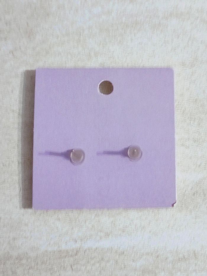 Boucles puces d'oreilles rond quartz marron inox 🇨🇵 Fabrication Artisanale - Ø 12mm - photo numéro 3