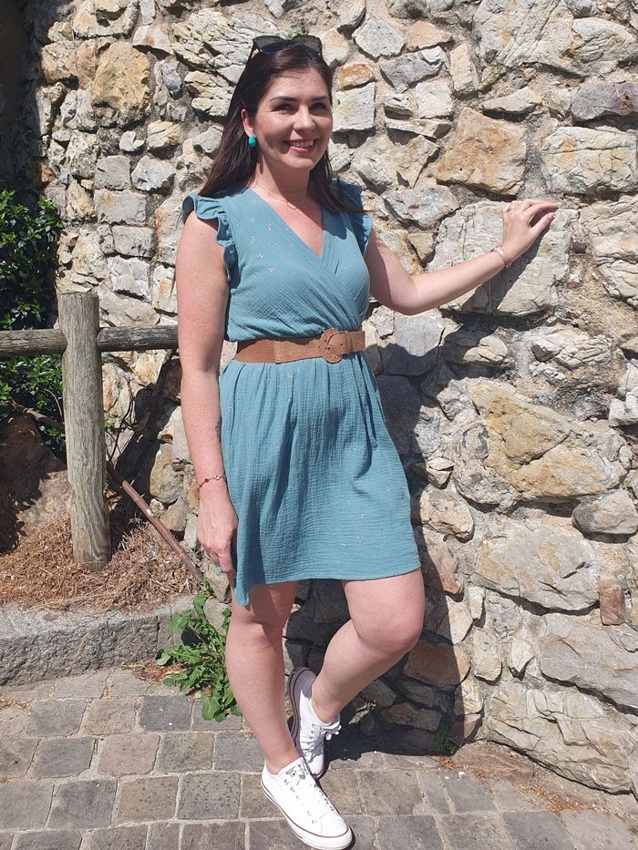 Robe gaze de coton Le Caire vert d'eau Taille M - photo numéro 4