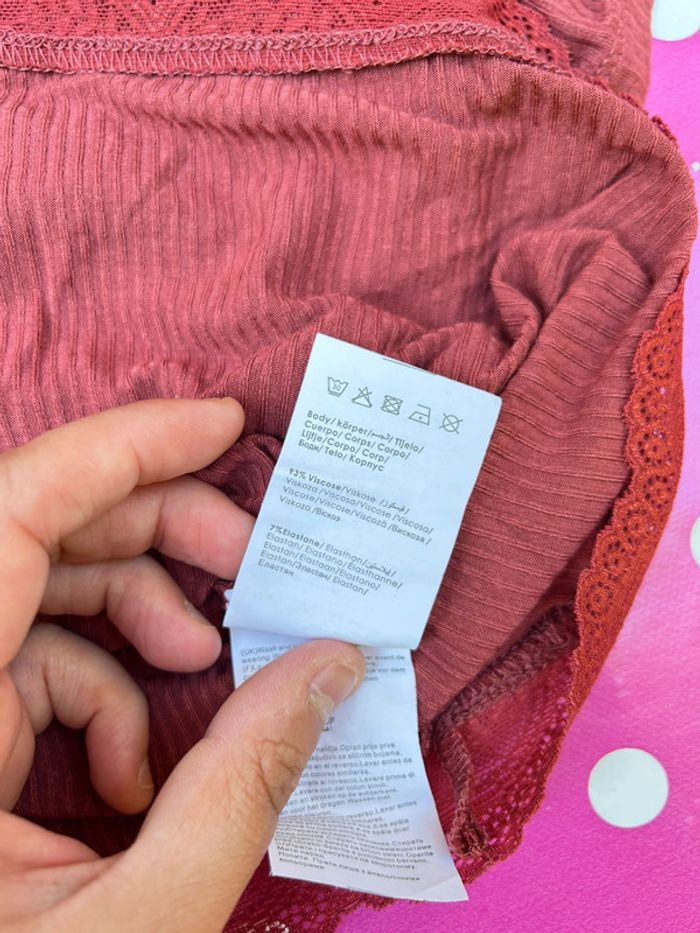 T-shirt côtelé avec broderie neuf - corail taille Xs pimkie - photo numéro 7