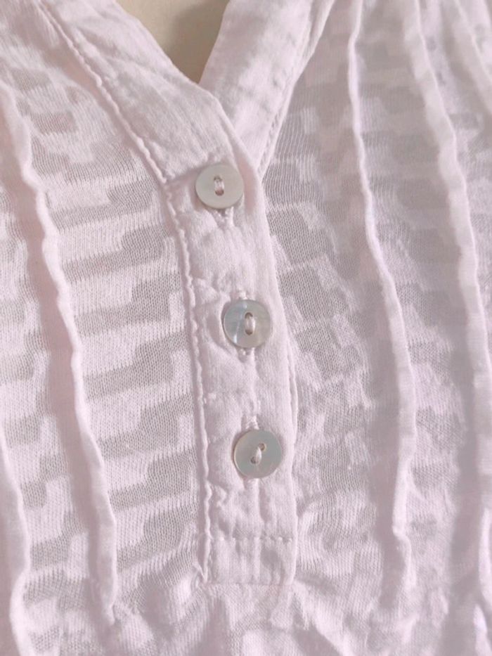 Chemisier col V rose pastel dentelle vintage / Street One - 38/M - photo numéro 4