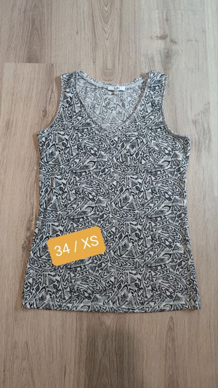 T-shirt débardeur bretelles larges la halle taille 34 XS blanc et