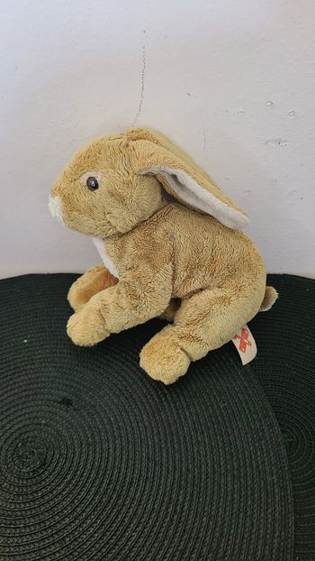 doudou lapin lievre assis beige blanc nicotoy vintage