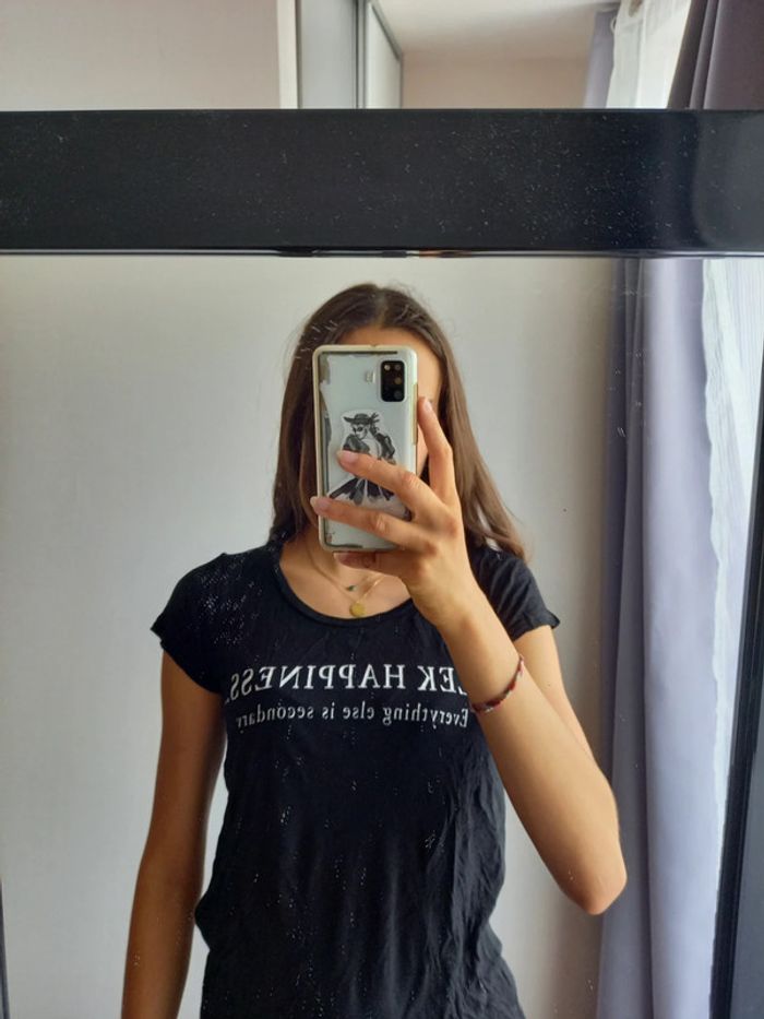 Tee shirt noir xs happiness - photo numéro 2