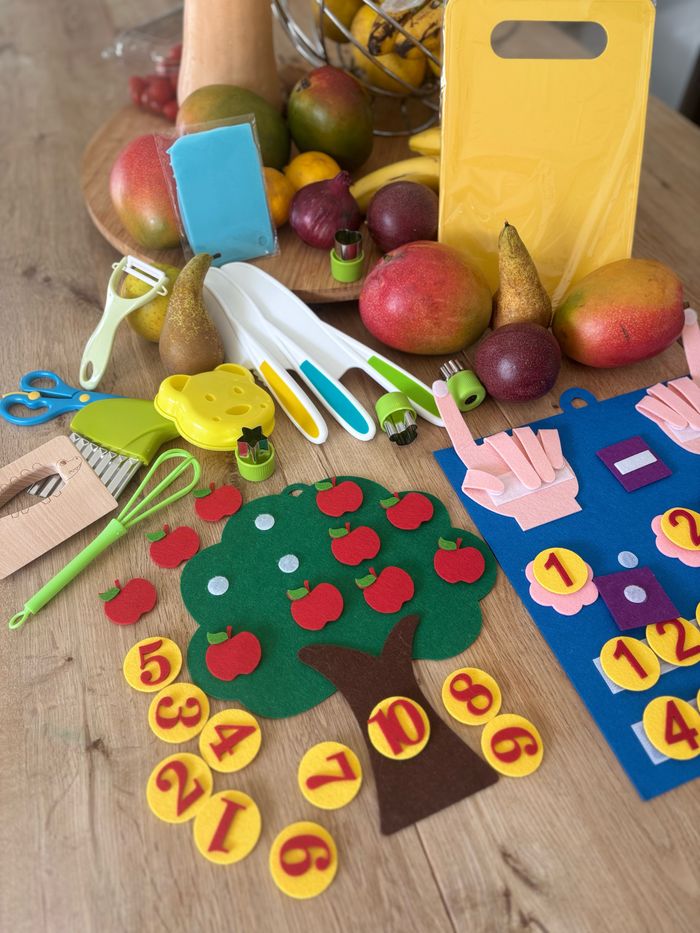 Lot Éducatif Montessori – Cuisine couteaux enfant (17 pièces) & Maths Ludiques pour Enfants