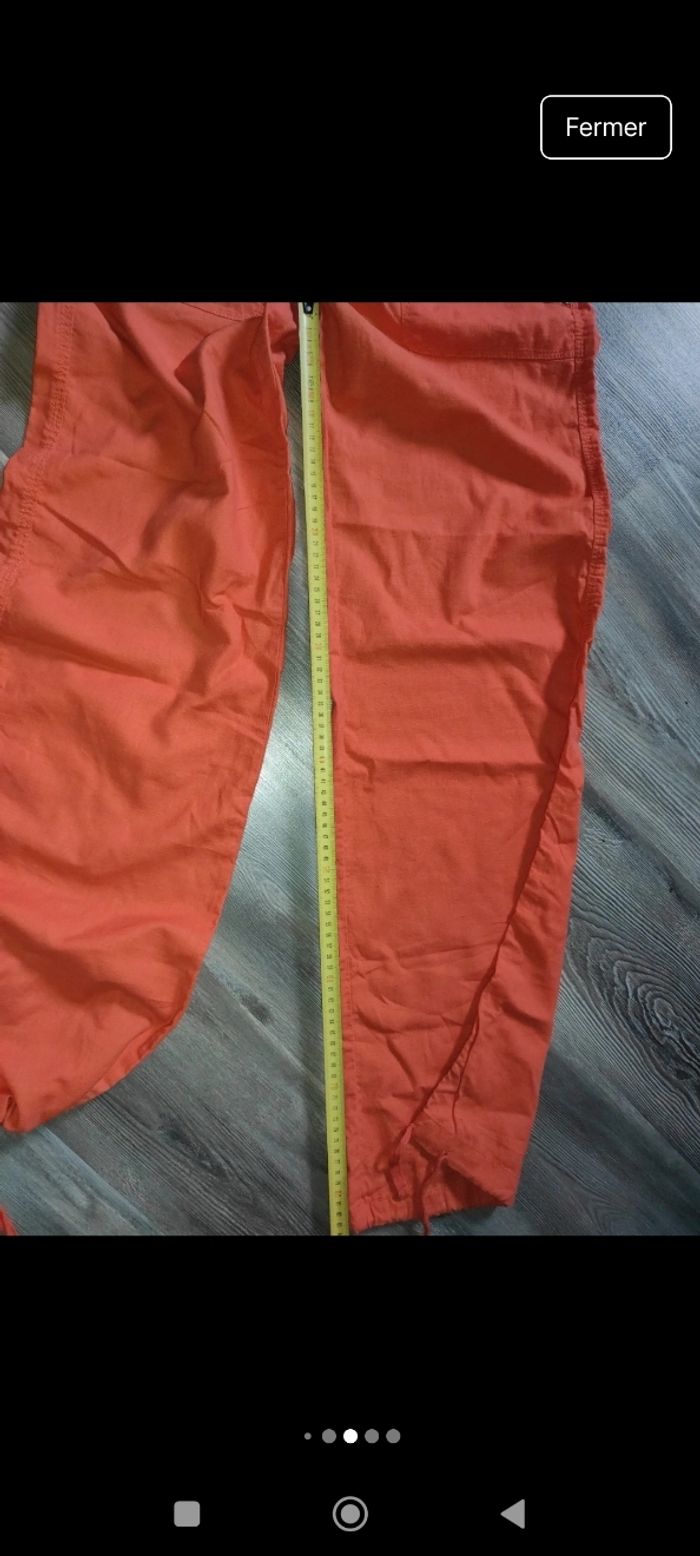 Pantalon orange Cache Cache femme taille 38 - photo numéro 5