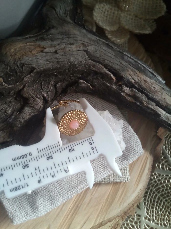 Bague acier et pierre de quartz rose - photo numéro 2