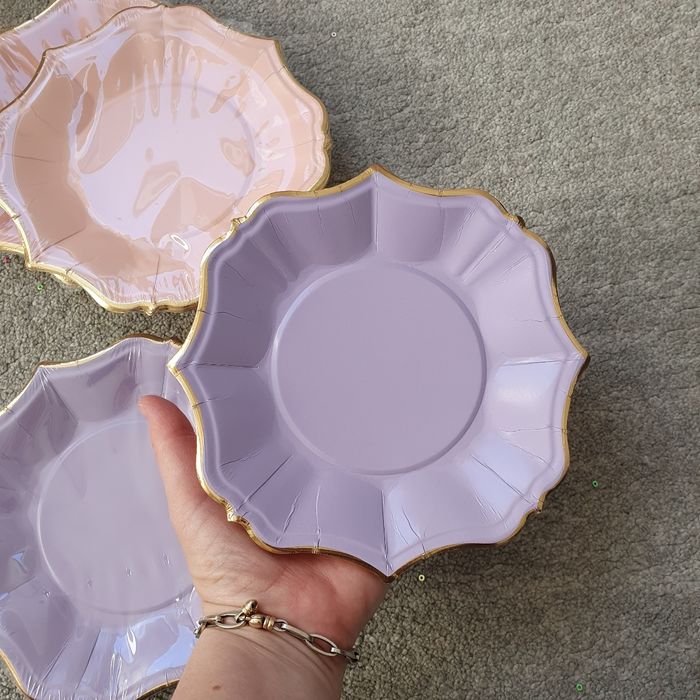 Lot d'assiettes en carton lilas et rose - photo numéro 6