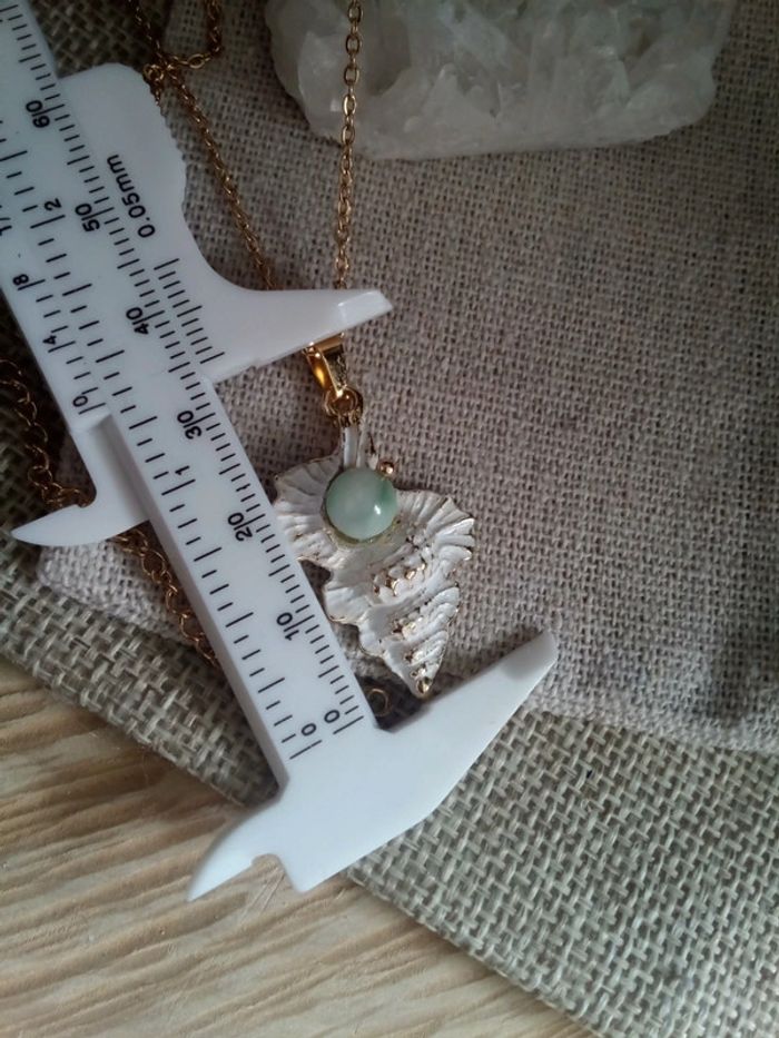 Collier coq'uillage et perle de larimar naturelle - photo numéro 3