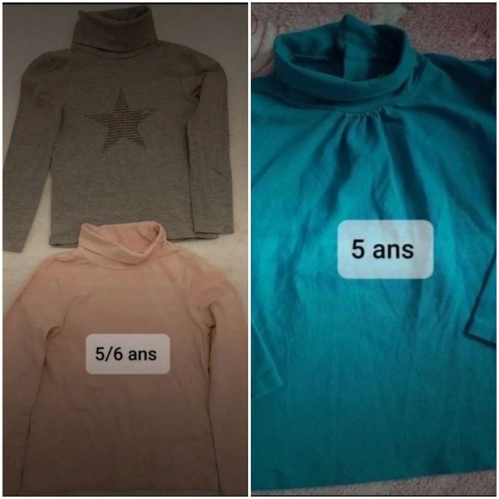 3 tee-shirts col roulé 5 ans