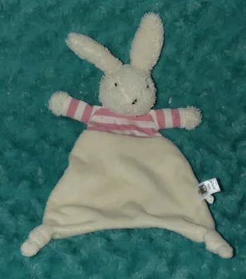 Doudou plat lapin blanc cassé rose Jellycat 🐰tbe