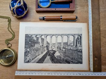 Imprimée en 1890, le Viaduc de Morlaix, Finistère. Original Vintage Authentique