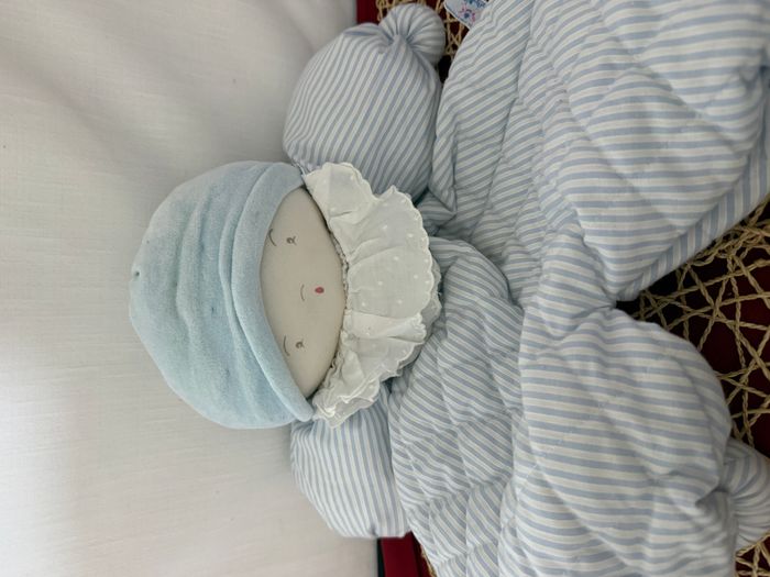 POUPEE LUTIN MOULIN ROTY DOUDOU BLEU RAYE COL BLANC range pyjama - photo numéro 5