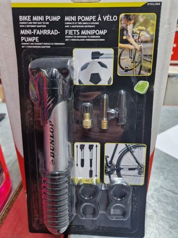 Mini pompe à vélo Dunlop avec adaptateurs – Compacte et pratique