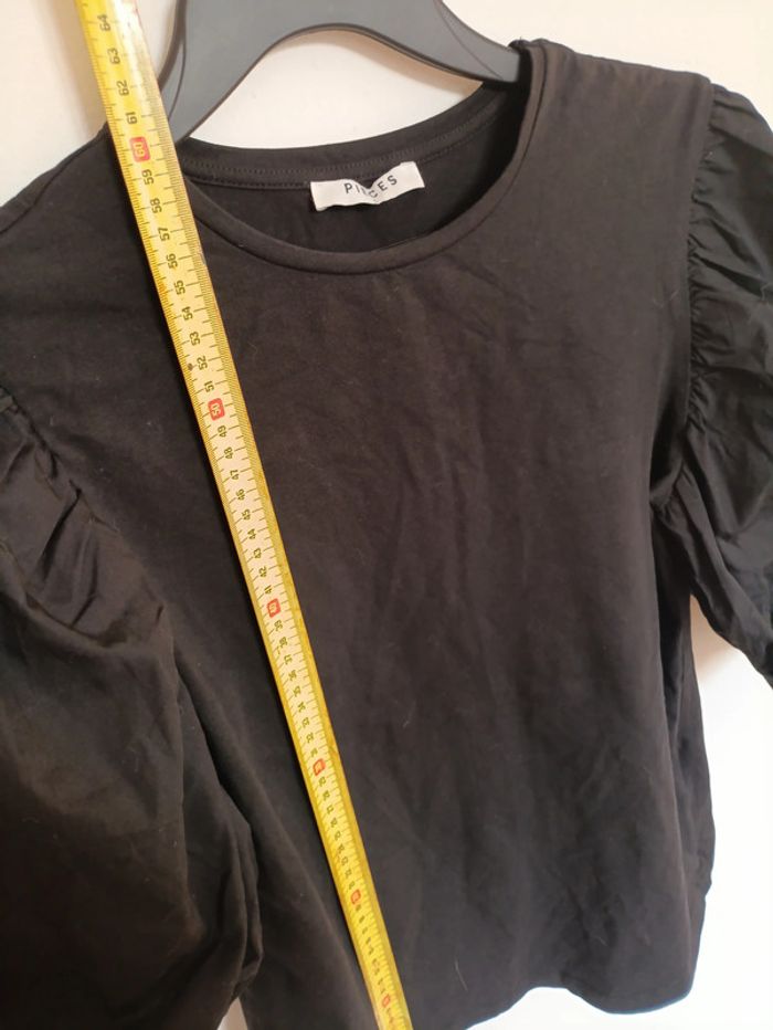 T-shirt manches bouffantes noir Pieces – Taille L - photo numéro 6