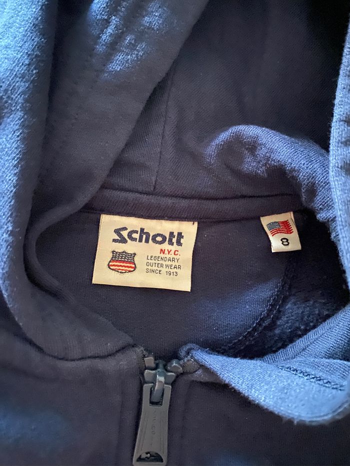 veste zippee Schott 8 ans capuche bleu marine - photo numéro 3