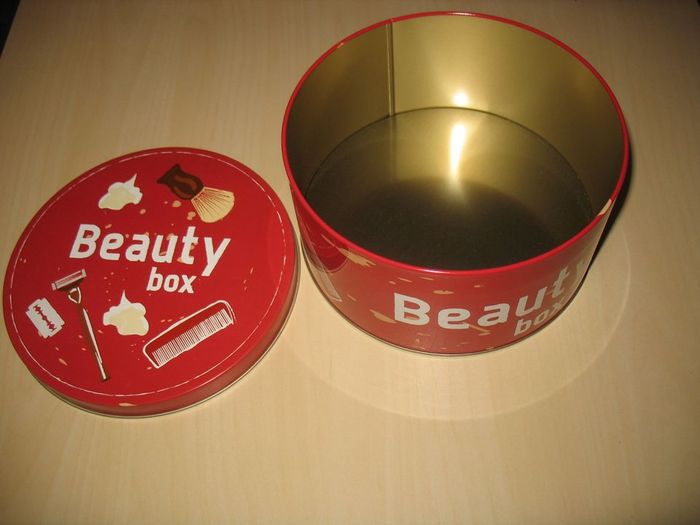 BOITE RONDE ROUGE EN MÉTAL "BEAUTY BOX" - NEUVE - n°03 - photo numéro 2