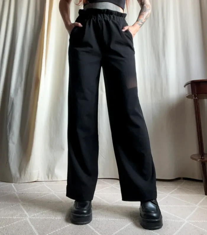 Pantalon noir jambes larges Corporate Goth Officecore - Taille S/M - photo numéro 2