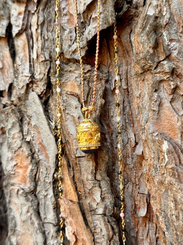 Sautoir habaha Paris 2 rangs perles naturelles grigri acier inoxydable cristaux - photo numéro 5