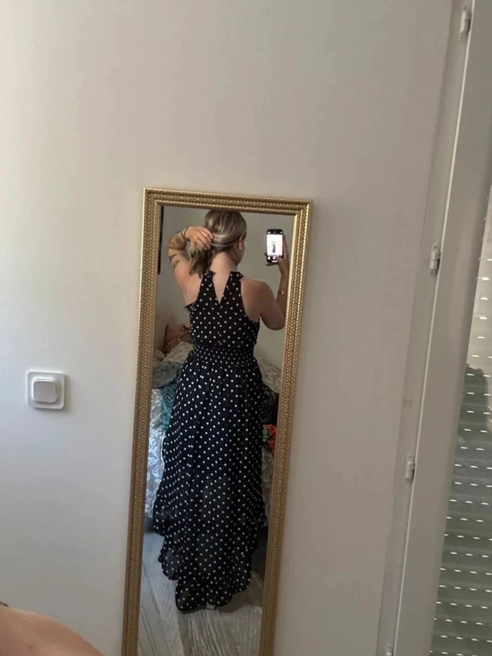 Robe asymétrique style vintage à pois XS - photo numéro 2
