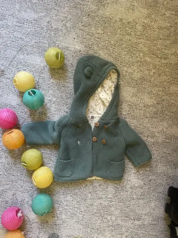 Manteau tricot doublé turquoise