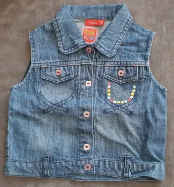 Veste jean sans manches 12 mois