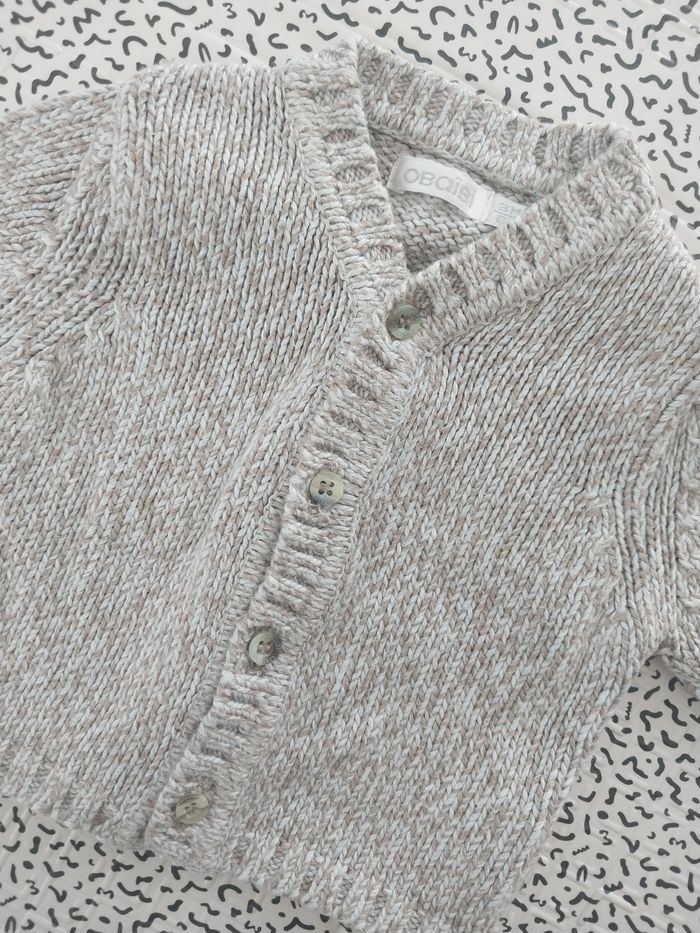 Gilet bébé OBaïbi 3 mois beige chiné 100% coton – mixte – très bon état - photo numéro 5