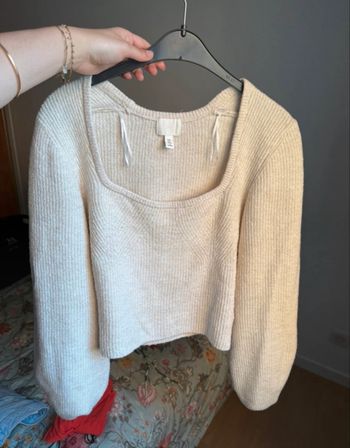 Pull col carré hm crème taille S