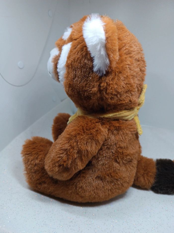Peluche plush Teddy doudou raton laveur jours heureux France raccoon panda roux rayure bandana jaune - photo numéro 2