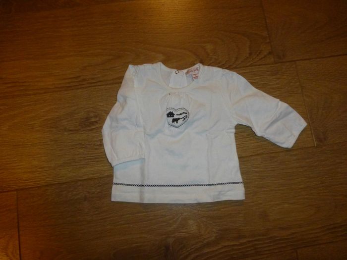 T-shirt manches longues 6 mois blanc - Grain de blé