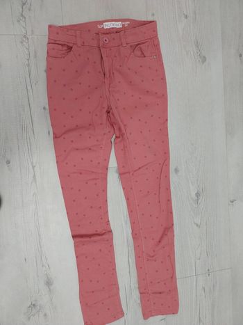 Pantalon fille taille 12 ans rose à pois